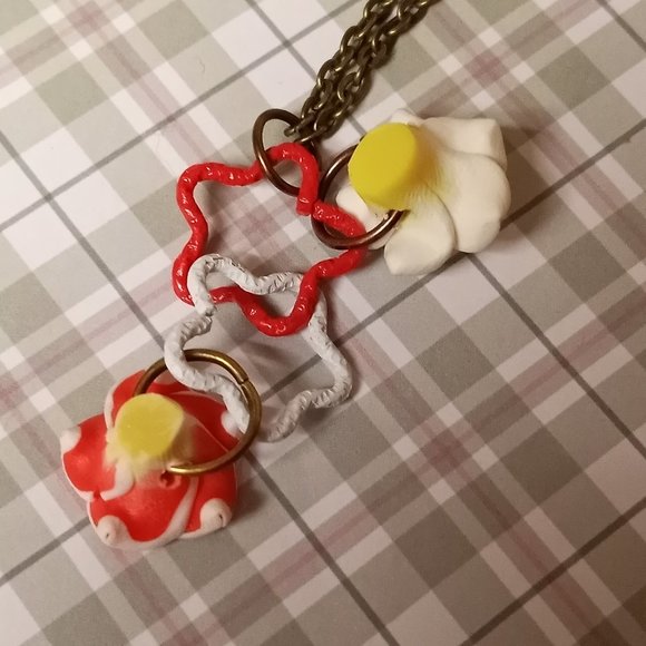 Home made/handmade Metal Dangle Stud Earrings with Acrylic Flowers #39 - Picture 3 of 15